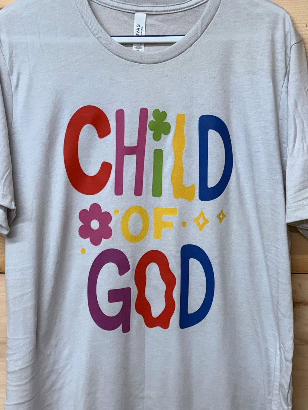 Bella Canvas White Tee with Multicolor 'Child of God' Graphic
